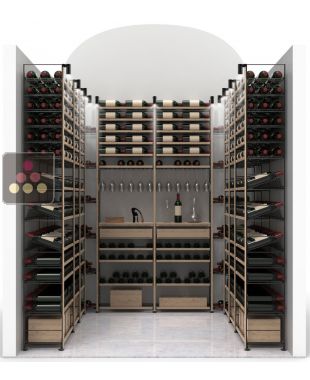 Aménagement de cave Bois et métal pour 938 bouteilles - Fabrication spécifique - Essentiel System ARCHITECTURE INTERIEURE DU VIN