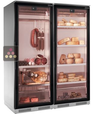 Combiné de 2 vitrines réfrigérées pour conservation des fromages et des charcuteries - Profondeur 700mm BRERA