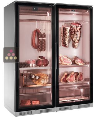 Combiné de 2 vitrines réfrigérées pour maturation de viande et conservation de charcuteries - Profondeur 700mm BRERA