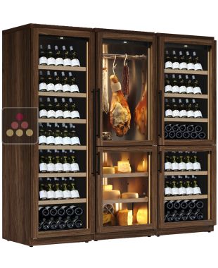 Combiné de 2 caves à vin 3 températures de service ou de conservation et d'une cave 2 températures charcuterie et fromage CALICE