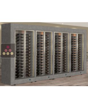 Combiné de 4 vitrines à vin multi-températures pour installation centrale - Usage pro - Bouteilles horizontales - Cadre droit CALICE DESIGN