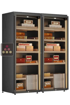 Combiné de 2 caves à cigares avec régulation électronique de température et hygrométrie - Pose libre