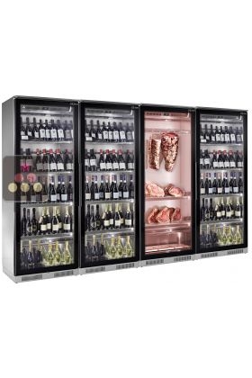 Combiné de 3 vitrines réfrigérées pour vins et 1 vitrine de maturation de viande 