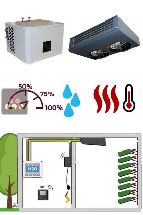 Climatiseur de cave naturelle de 1100 Watts - Évaporateur plafonnier - Condensation à eau - Froid, humidification et chauffage