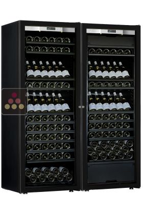 Combiné d'une cave à vin mono-température et d'une cave multi-usages 3 températures - Equipement mixte - Porte Full Glass