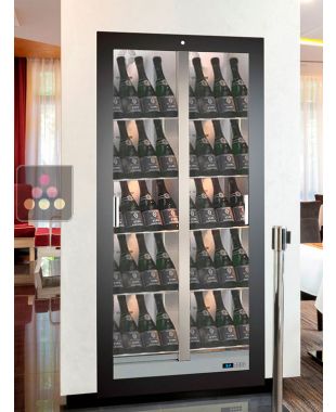 Vitrine à vin encastrable multi-températures de service et de conservation - Usage pro - P36cm - Bouteilles inclinées CALICE DESIGN
