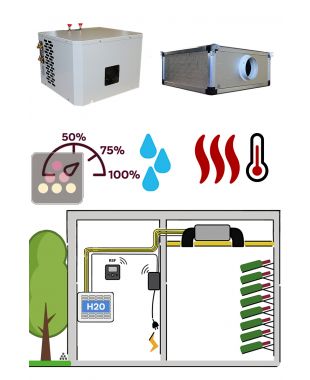 Climatiseur de cave 780W - Évaporateur gainable - Condensation à eau - Froid, humidification et chauffage FRIAX