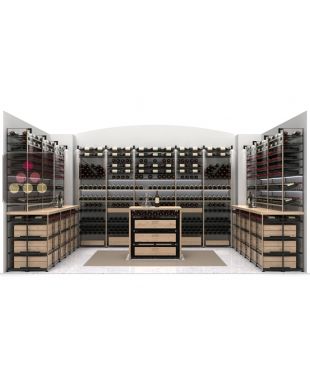 Aménagement de cave Bois et métal pour 1832 bouteilles - Fabrication spécifique - Essentiel System ARCHITECTURE INTERIEURE DU VIN