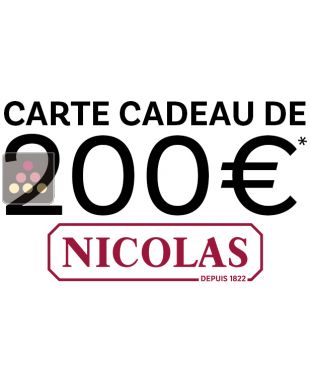 Carte Cadeau NICOLAS 200€ du 17/11/2023 au 27/11/2023 suivant conditions La SOMMELIERE