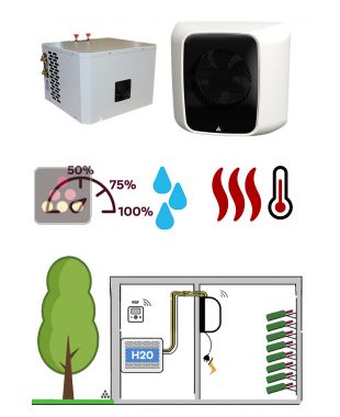 Climatiseur de cave à vin jusqu'à 30m3 - Évaporateur mural - Condensation à eau Froid, humidification et chauffage FRIAX