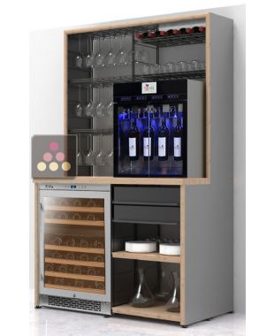 Aménagement de comptoir avec distributeur de vin au verre, cave à vin de service et verres Ma Cave à Vin