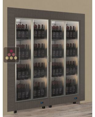 Combiné encastrable de 2 vitrines à vin multi-températures - Usage pro - Bouteilles verticales - Cadre droit CALICE DESIGN