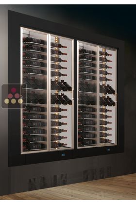 Combiné encastrable surélevé de 2 vitrines à vin multi-températures - Usage pro - Equipement mixte - Cadre droit