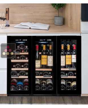 Combiné de deux caves à vin de service encastrables sous-plan à 3 températures AVINTAGE