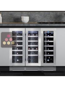 Combiné de deux caves à vin de service encastrables sous-plan à 3 températures - Cadres inox LE CHAI