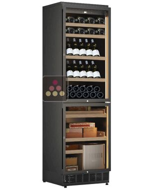Combiné enchassable d'une cave à vin mixte mono-température et d'une cave à cigares - Bouteilles inclinées
CALICE