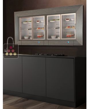 Combiné encastrable de 2 vitrines réfrigérées pour snacks et desserts - P36cm - Usage pro - Cadre droit CALICE DESIGN
