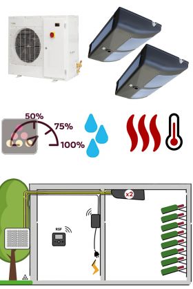 Climatiseur de cave naturelle de 5660 Watts à 2 températures - Double Évaporateur plafonnier - Froid, humidification et chauffage