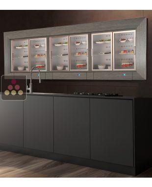 Combiné encastrable de 3 vitrines réfrigérées pour snacks et desserts - P36cm - Usage pro - Cadre droit CALICE DESIGN