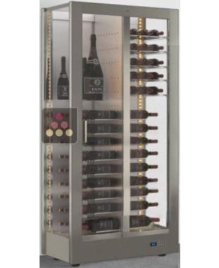 Vitrine à vin multi-températures - Usage pro - 3 côtés vitrés - Équipement mixte - Habillage magnétique interchangeable CALICE DESIGN