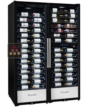 Combiné d'une cave à vin mono-température et d'une cave à vin 2 températures de service ou de conservation La SOMMELIERE