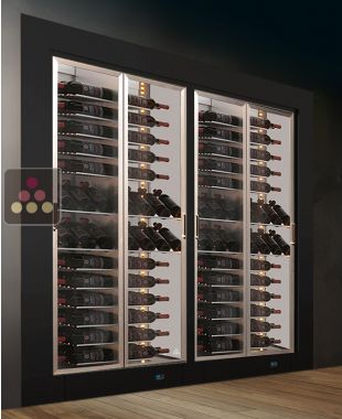 Combiné encastrable de 2 vitrines à vin multi-températures - Usage pro - Equipement mixte - Cadre droit CALICE DESIGN