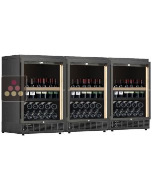 Combiné de 3 caves à vin enchassables mono-température service ou conservation avec tiroirs coulissants pour bouteilles debout CALICE