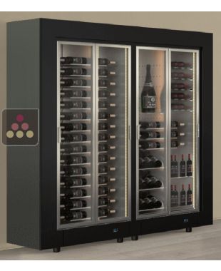 Combiné de 2 vitrines à vin multi-températures - Pose libre - Équipement mixte - Cadre droit CALICE DESIGN