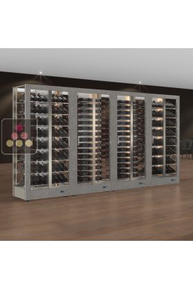 Combiné de 4 vitrines à vin professionnelles multi-usages - 4 cotés vitrés - Habillage magnétique interchangeable