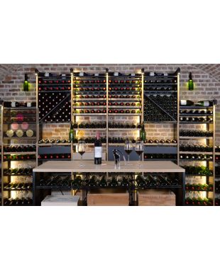 Mise en lumière - Aménagement de cave Métal avec supports de Leds verticaux et horizontaux - sans Fourniture Leds - Essentiel System ARCHITECTURE INTERIEURE DU VIN