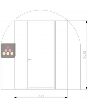 Verriere acier thermolaquée droite Larg 1.89 m * hauteur 2.44 m avec une porte entrée Ma Cave à Vin