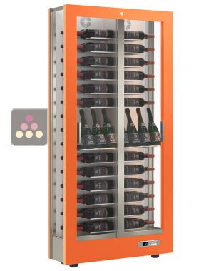 Vitrine à vin multi-températures - Usage pro - 3 côtés vitrés - P36cm - Equipement mixte - Habillage magnétique interchangeable CALICE DESIGN