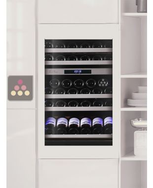 Cave à vin 2 températures de service ou de conservation encastrable en colonne auto-ventilée avec façade habillable LE CHAI