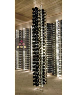 Colonne porte-bouteilles en plexiglas avec fixation sol/plafond - Hauteur = 200cm - Profondeur 2 bouteilles - Eclairage LED optionnel SOBRIO