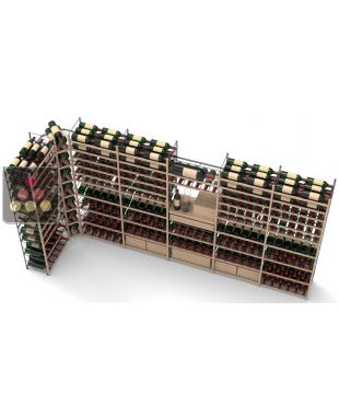 Aménagement de cave structure acier et baguettes bois pour 660 bouteilles - 6 caisses bois - 20 magnums - Fabrication spécifique - Essentiel System ARCHITECTURE INTERIEURE DU VIN