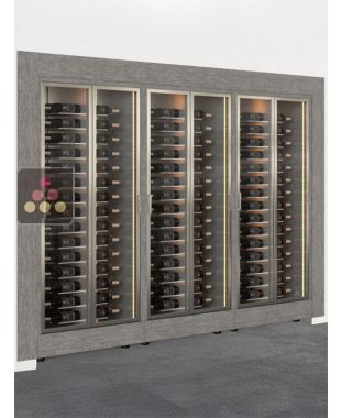 Combiné encastrable de 3 vitrines à vin multi-températures - Bouteilles horizontales - Cadre droit CALICE DESIGN