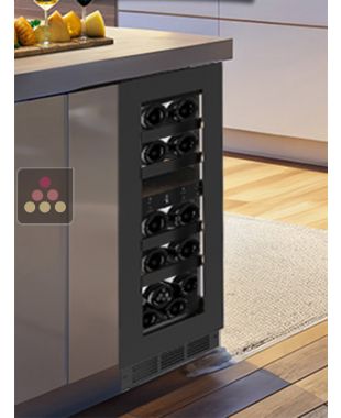Cave à vin 2 températures de service encastrable sous-plan dark inox - Porte de 72cm NESTOR M WINE