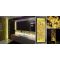 Lot de 2 panneaux décoratif en verre de synthèse rétro-éclairé blanc chaud avec cadre epoxy blanc - Inclusions Pépites Or