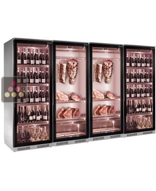 Combiné de 2 vitrines réfrigérées pour vins et 2 vitrines de maturation de viande BRERA