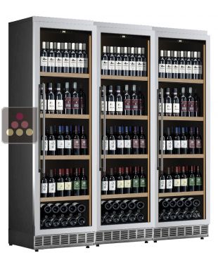 Combiné encastrable de 3 caves à vin de conservation ou de service - Habillage inox - Présentation verticale CALICE