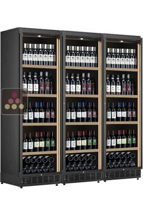 Combiné encastrable de 3 caves à vin de conservation ou de service - Présentation verticale