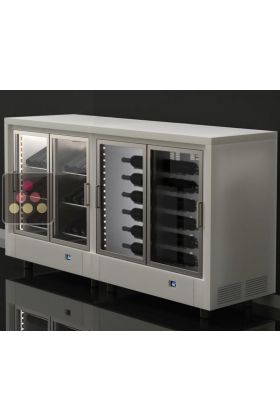 Combiné de 2 caves à vin multi-usages modulaires, en pose libre