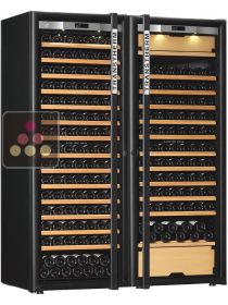 Combiné d'une cave à vin mono-température et d'une cave multi-usages 3 températures TRANSTHERM