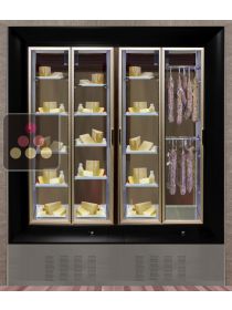 Combiné de 2 caves à fromages et charcuteries modulaires, encastrable en colonne CALICE DESIGN