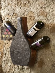 Support mural en pierre et en bois pour 4 bouteilles IT'S STONE