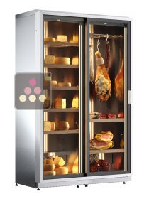 Combiné d'une cave à charcuterie et une cave à fromage - Portes coulissantes - Pose libre - Habillage Inox CALICE