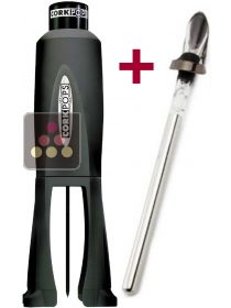 Tire-bouchon à gaz Pop Luxe + Rafraîchisseur pour 1 bouteille avec bec verseur Vinoice OENOPRO