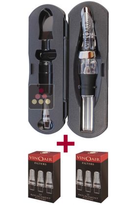 Bec verseur VinOair Coffret de Luxe + 2 Lots de 12 filtres