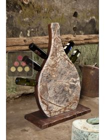 Présentoir à bouteilles en pierre et en bois IT'S STONE