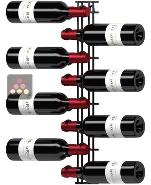 Support mural noir de 8 bouteilles de 75cl en position horizontale VISIORACK